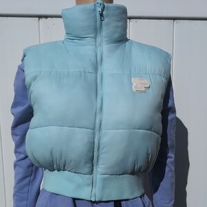 PINK Victoria's Secret Sky Blue Puffer Vest Size S/P